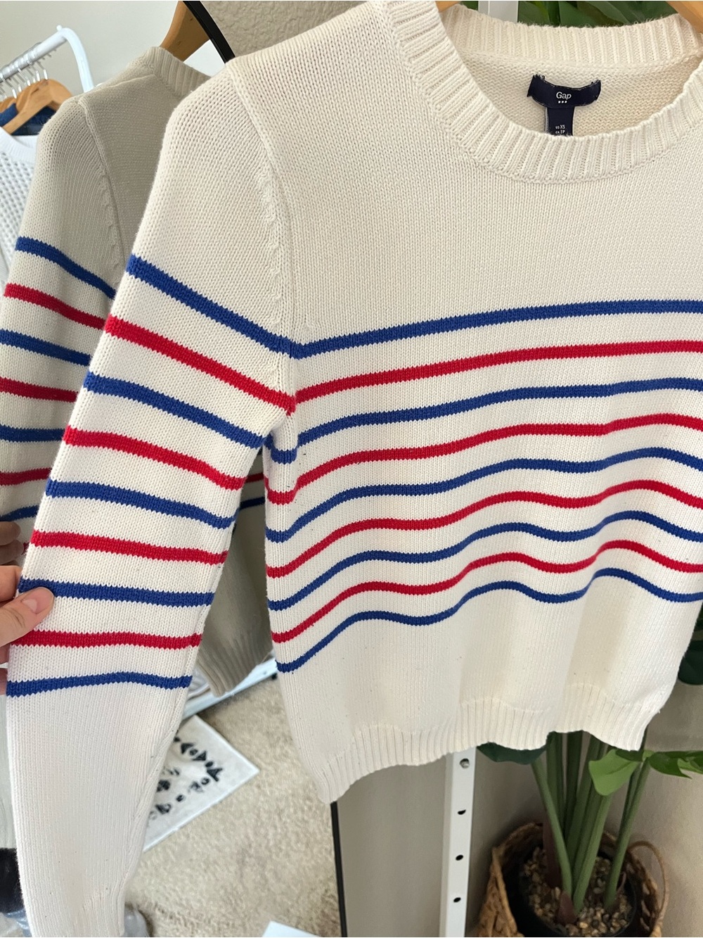 ❤️💙 Gap Red White & Blue Striped Cotton Sweater XS | French Girl Coastal Knit - Picture 4 of 6